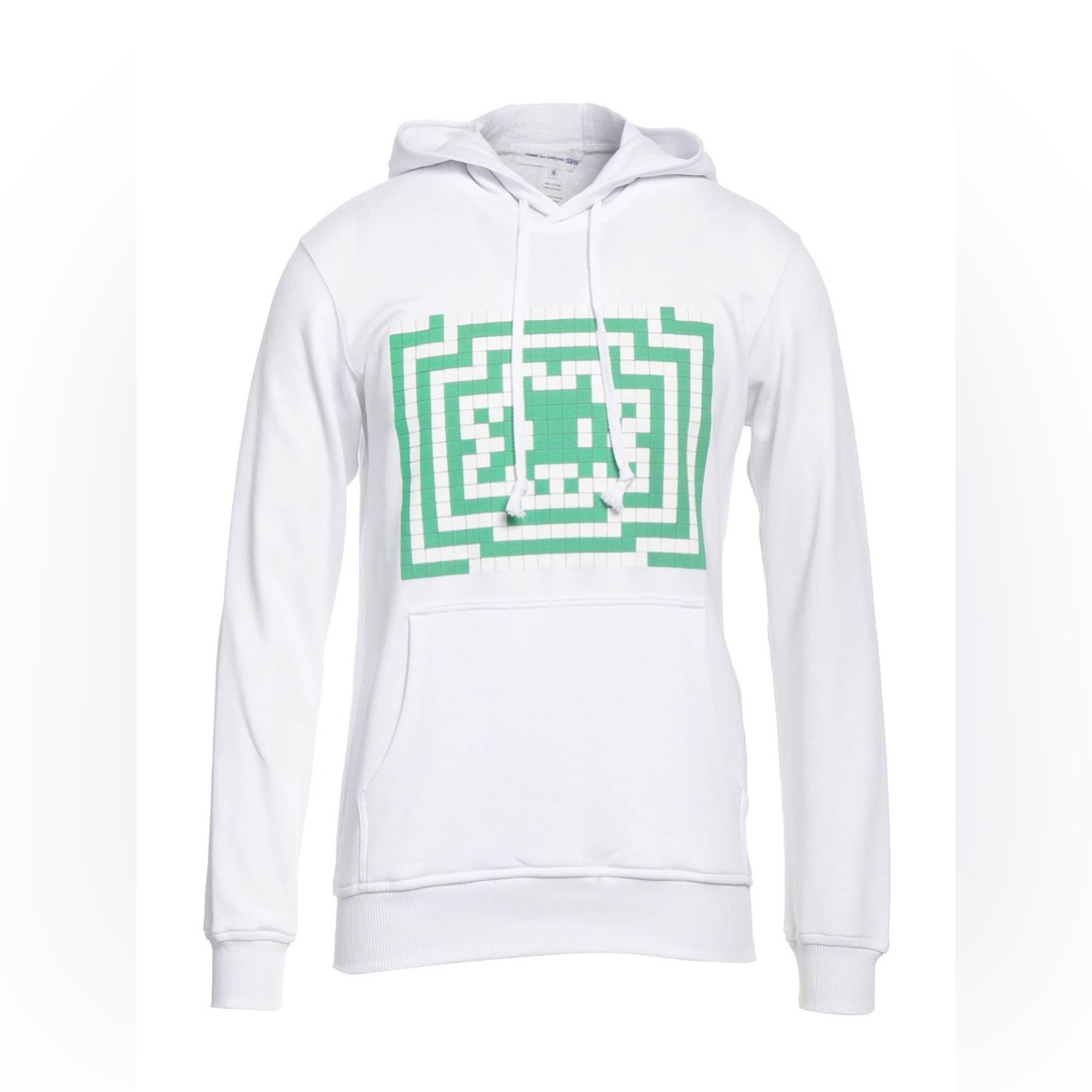 Comme Des Garcons Shirt White Hoodie With Green Graphic